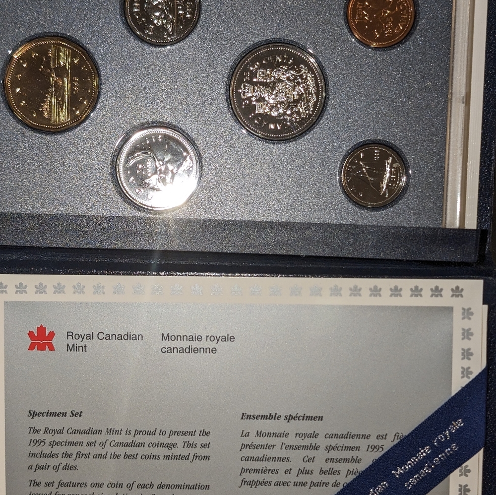 Coins 1995 specimen set Royal Canadian Mint